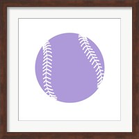 Framed Purple Softball on White