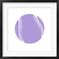 Framed Purple Softball on White