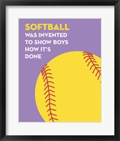 Framed Softball Quote - Yellow on Purple