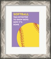 Framed Softball Quote - Yellow on Purple