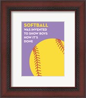 Framed Softball Quote - Yellow on Purple