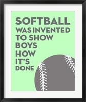 Framed Softball Quote - Grey On Mint