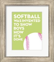 Framed Softball Quote - White on Lime