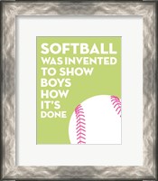 Framed Softball Quote - White on Lime
