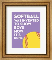 Framed Softball Quote - Yellow on Purple 2