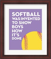 Framed Softball Quote - Yellow on Purple 2