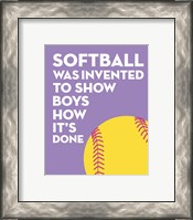 Framed Softball Quote - Yellow on Purple 2