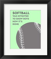 Framed Softball Quote - Grey On Mint 2