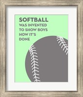 Framed Softball Quote - Grey On Mint 2