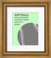 Framed Softball Quote - Grey On Mint 2