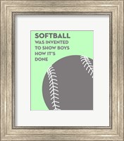 Framed Softball Quote - Grey On Mint 2