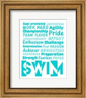 Framed Swimming Word Cloud - Teal