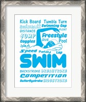 Framed Swimming Word Cloud - Blue