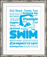 Framed Swimming Word Cloud - Blue