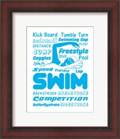 Framed Swimming Word Cloud - Blue