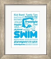 Framed Swimming Word Cloud - Blue