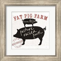 Framed Farm Linen Pig Black