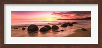 Framed Boulders on the Beach at Sunrise, Moeraki, New Zealand