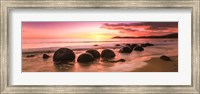 Framed Boulders on the Beach at Sunrise, Moeraki, New Zealand