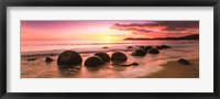 Framed Boulders on the Beach at Sunrise, Moeraki, New Zealand