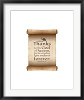 Framed Psalm 136:26, Give Thanks (Scroll on White Border)
