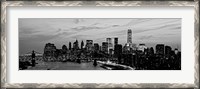 Framed Lower Manhattan at dusk