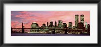 Framed Manhattan at Night - Pink Sky