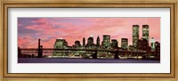 Framed Manhattan at Night - Pink Sky