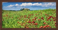 Framed Farm House with Cypresses and Poppies, Tuscany, Italy