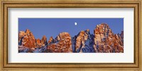Framed Pale Di San Martino And Moon, Italy