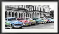 Framed Cars Parked in Line, Havana, Cuba