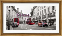 Framed Buses and taxis in Oxford Street, London