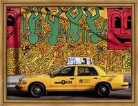 Framed Taxi and Mural painting, NYC