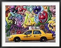 Framed Taxi and Mural painting in Soho, NYC