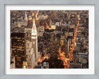 Framed Aerial View of Manhattan with Flatiron Building, NYC