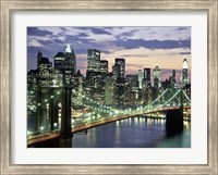 Framed Brookyn Bridge and Downtown skyline, NYC