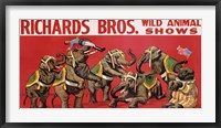 Framed Richards Bros. Wild Animal Shows, ca. 1925