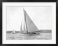 Framed Victorian sloop on Sydney Harbour, 1930