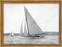 Framed Victorian sloop on Sydney Harbour, 1930