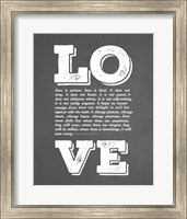 Framed Corinthians 13:4-8 Love is Patient - Chalkboard
