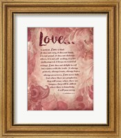 Framed Corinthians 13:4-8 Love is Patient - Pink Floral