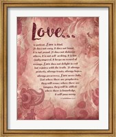 Framed Corinthians 13:4-8 Love is Patient - Pink Floral