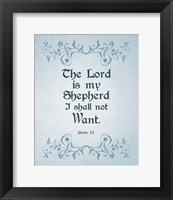 Framed Psalm 23 The Lord is My Shepherd - Blue