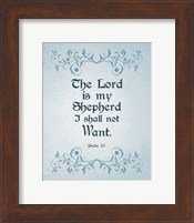 Framed Psalm 23 The Lord is My Shepherd - Blue