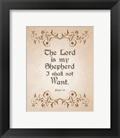 Framed Psalm 23 The Lord is My Shepherd - Brown