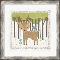 Framed 'Woodland Hideaway Deer' border=