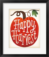 Framed 'Harvest Time Happy Harvest Pumpkins' border=