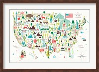 Framed Illustrated USA