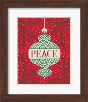 Framed Jolly Holiday Ornaments Peace