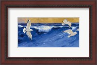 Framed Seagulls with Gold Sky